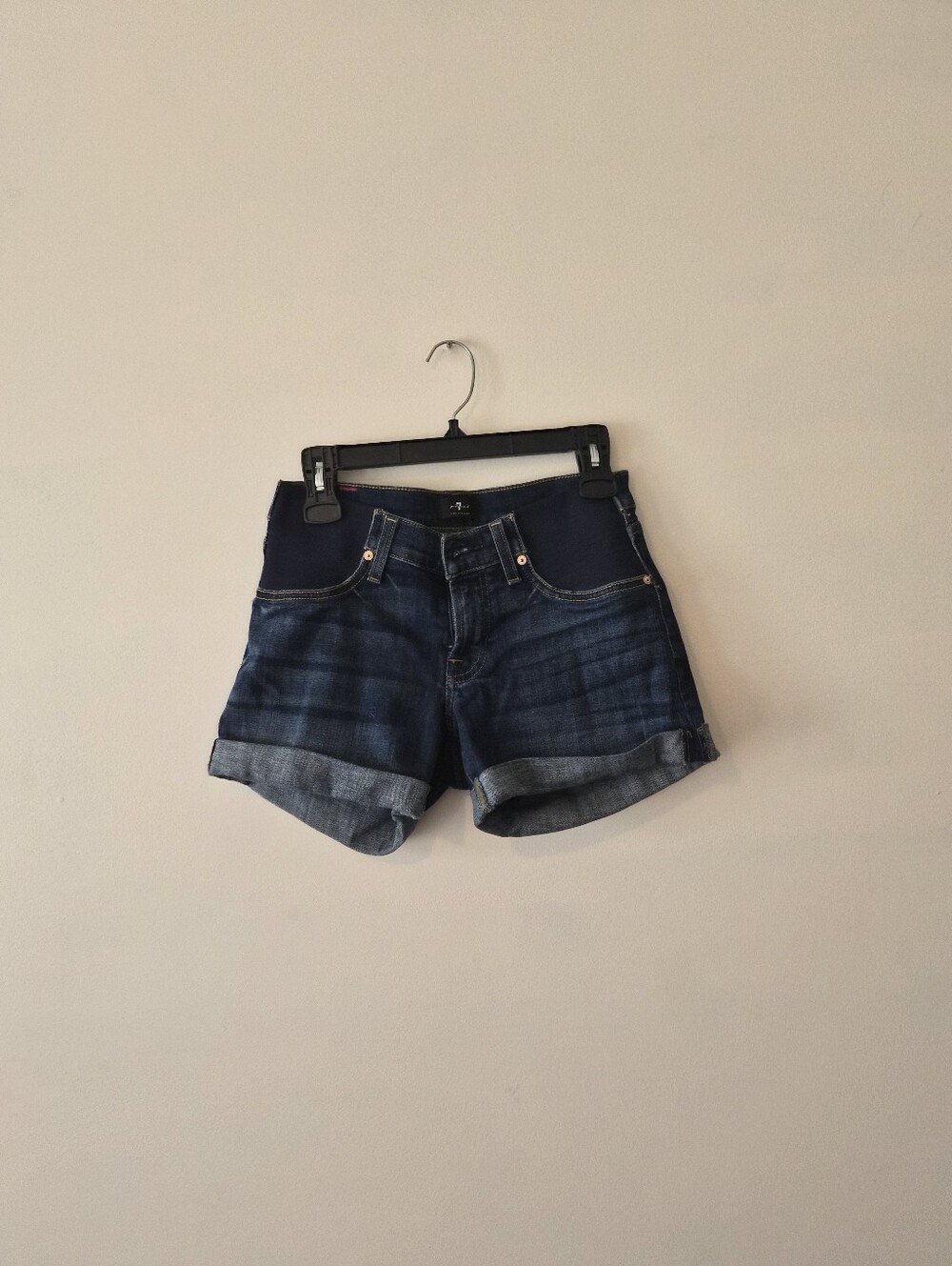 Dark Blue Denim Roll-Cuff Women's Shorts